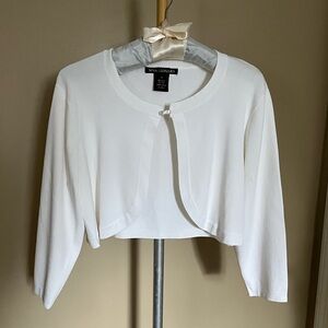 Nina Leonard Elegant White Crop Top